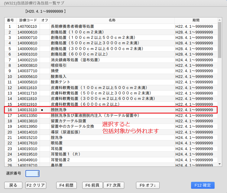 包括診療行為設定情報
